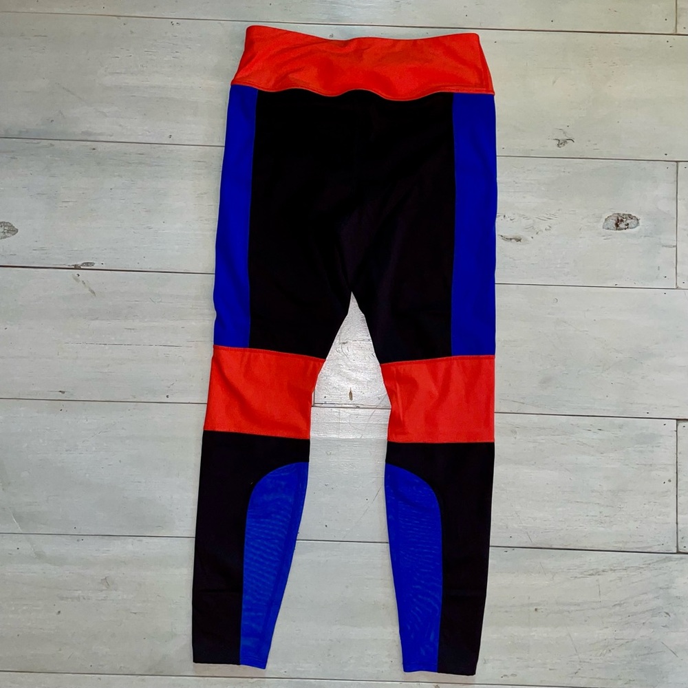 Avia Women’s Leggings Orange Black White Blue Size L Colorblock Psychedelic Fun - Picture 5 of 8